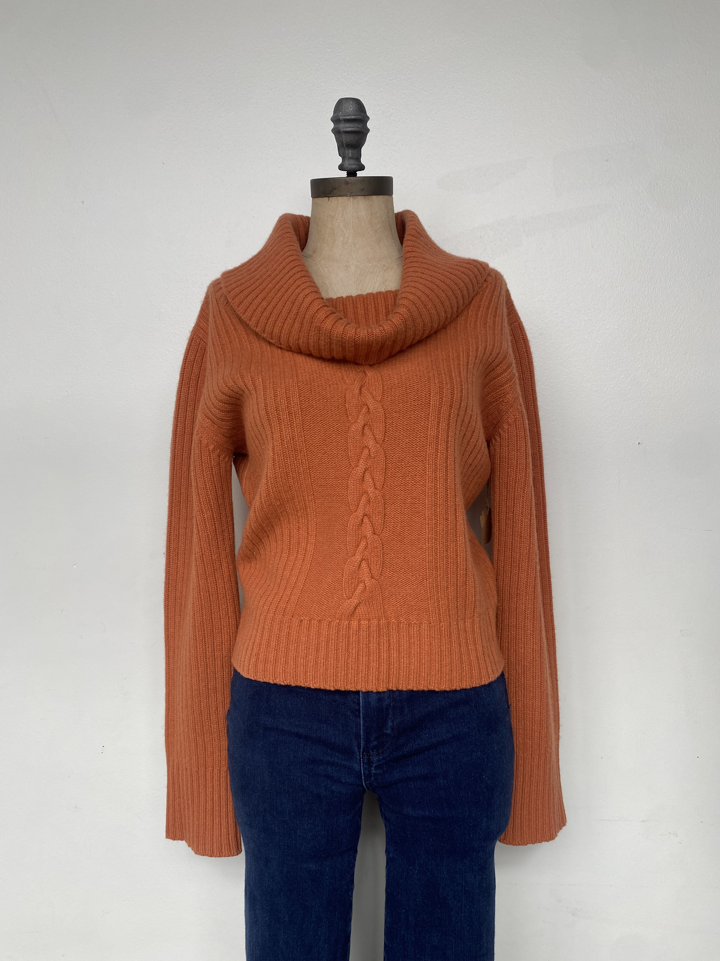 Else Orange Cashmere Cable Knit Sweater