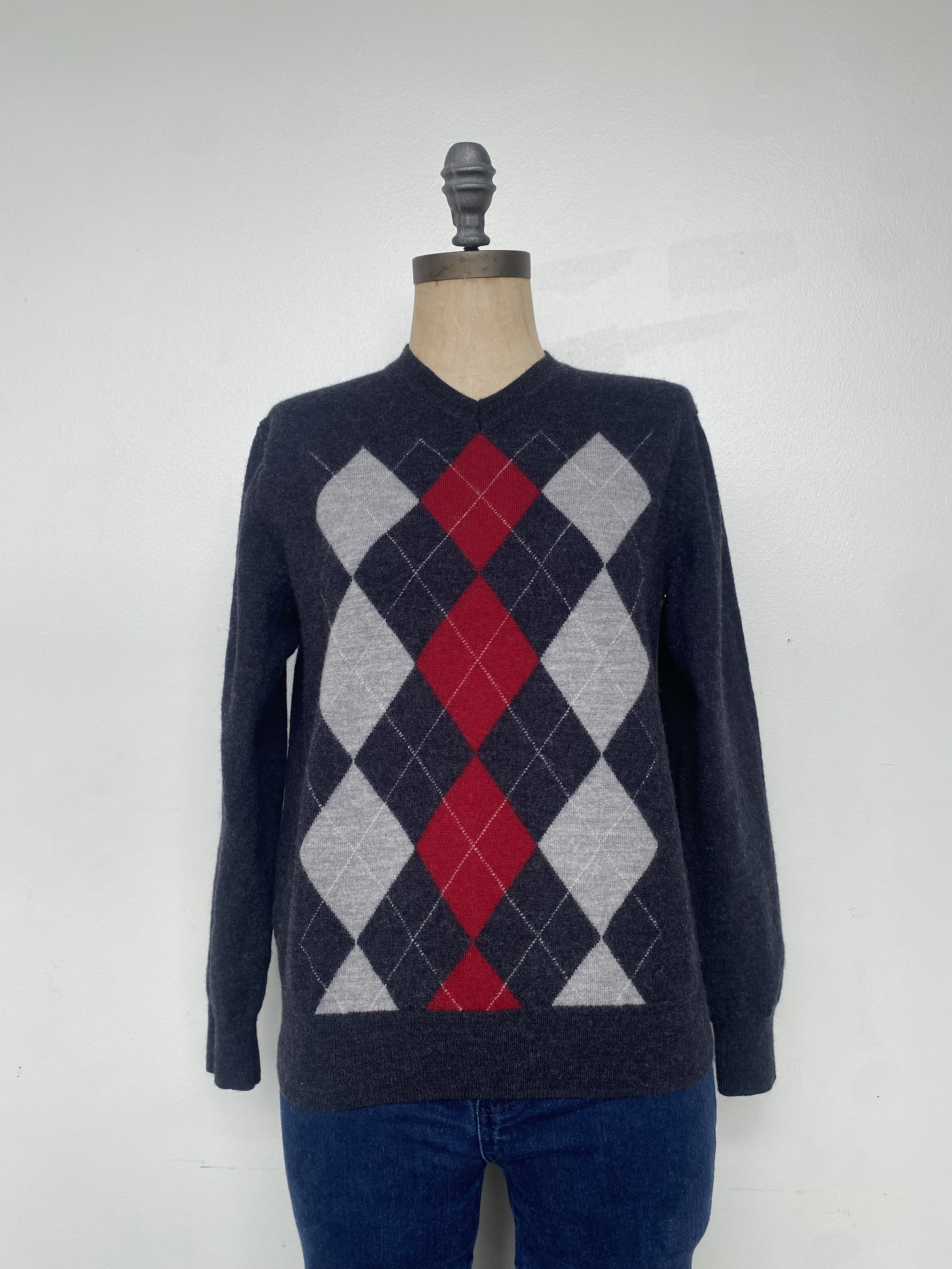 Garret Scott Merino Wool Argyle Sweater