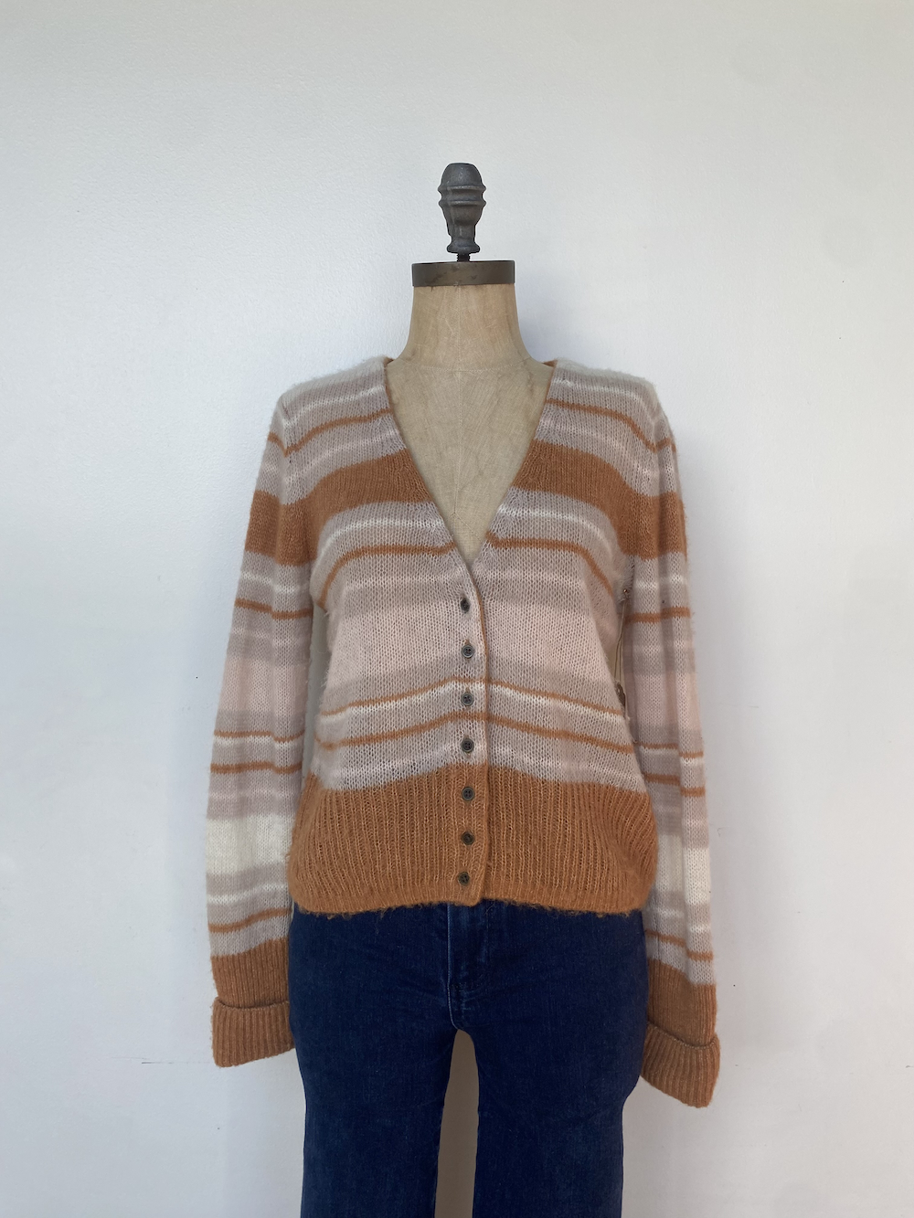 Free People Light Stripe Crop Cardigan
